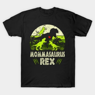 Momma Dinosaur T Rex Mommasaurus 3 Kids Matching Family T-Shirt